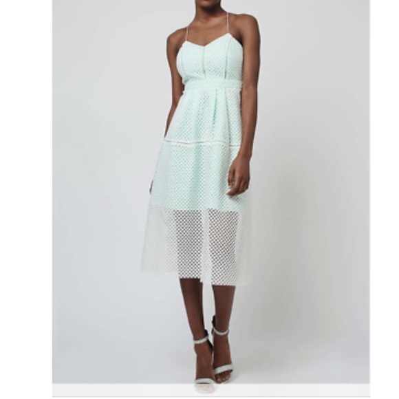 white and mint dress